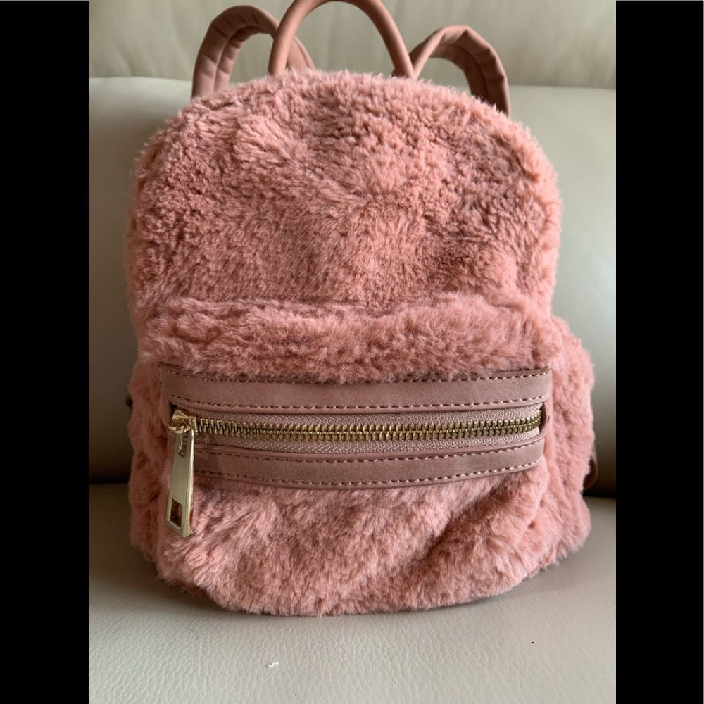 Street Level Pink Faux Fur Backpack